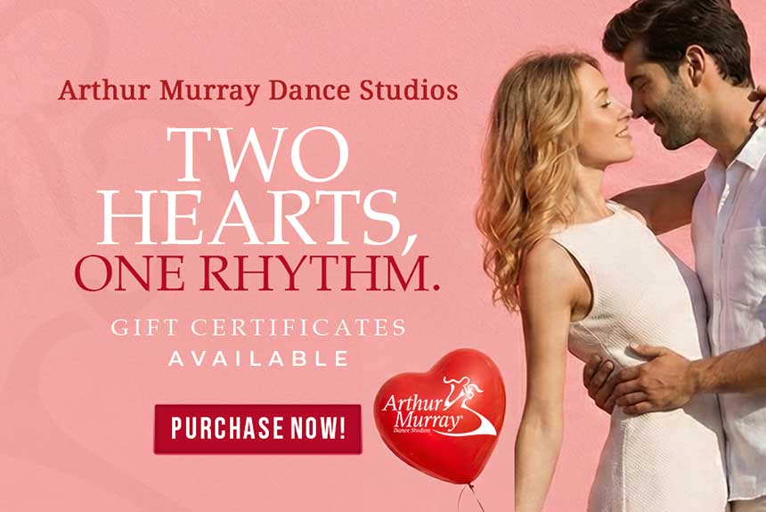 Valentines Day Dance Lesson Gift Certificates Arthur Murray Valentine's Day dance lesson gift certificates at Arthur Murray Dance Studios. Two Hearts, One Rhythm.